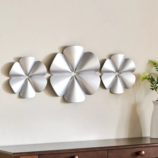 Wall Accent Decoration Set - 3 Piece Flower Wall Hanging 3D Floral Design Style Wall Accent Decoration Set