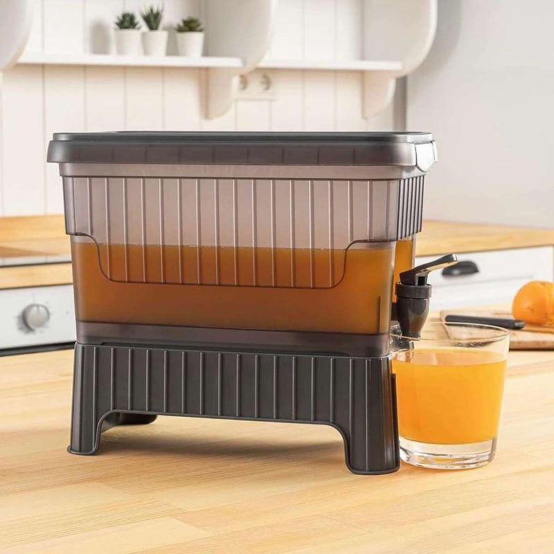 Water and Juice Dispenser with Faucet and Stand - Grey