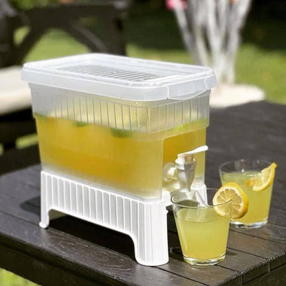 Water and Juice Dispenser with Faucet and Stand - White