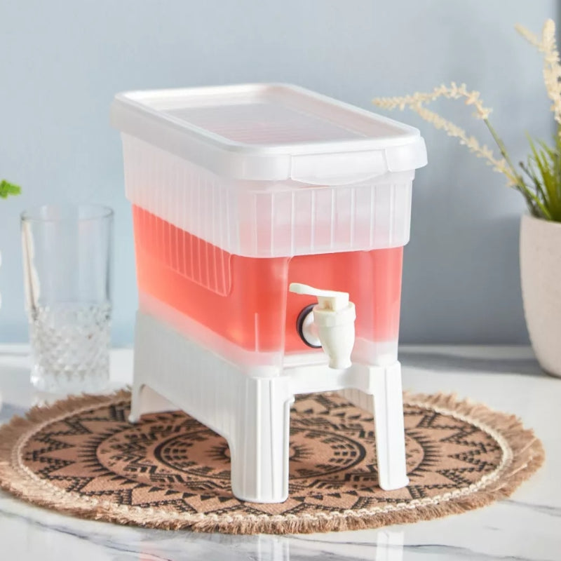 Water and Juice Dispenser with Faucet and Stand - White