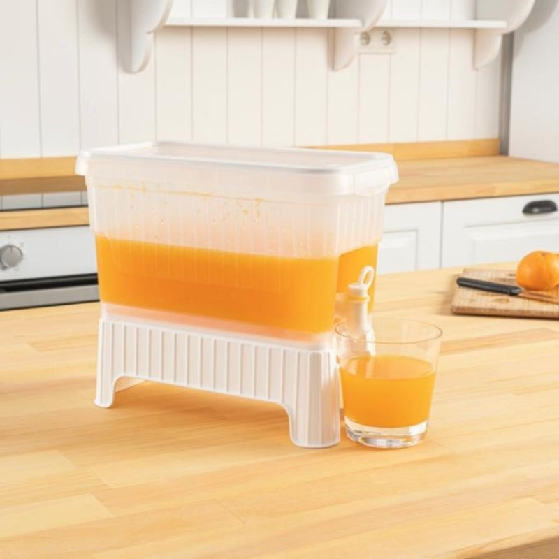 Water and Juice Dispenser with Faucet and Stand - White