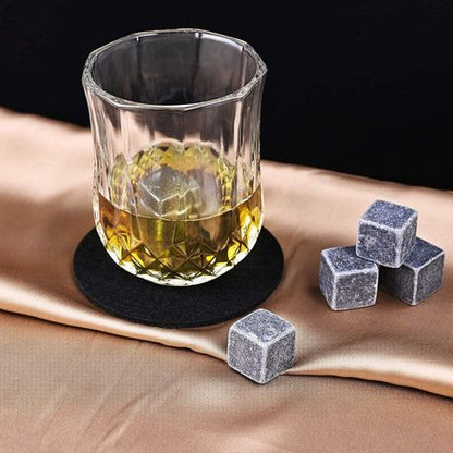 Luxury Whiskey Glass and Granite Chilling Stones Set with Accessories in Wooden Gift Box