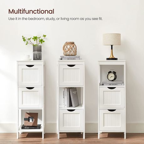 White Multifunctional Freestanding Cabinet Unit with Storage Drawers