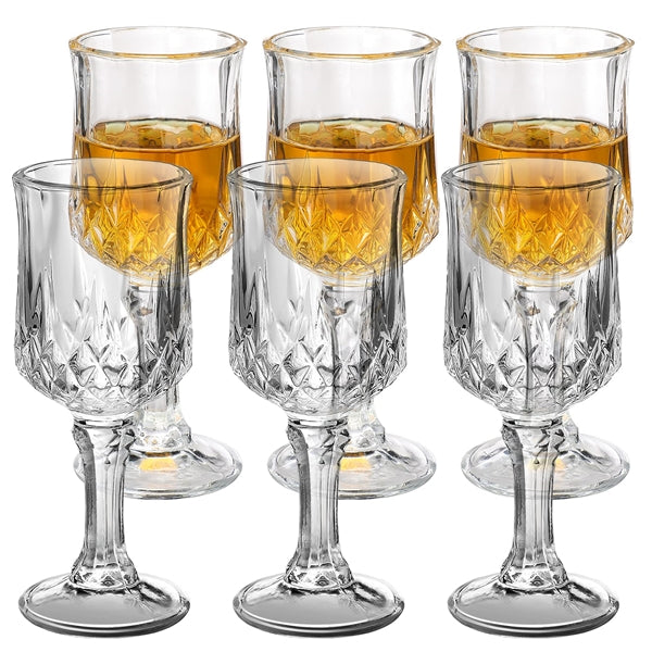 White Wine Glass Set - 6 Piece Clear White Goblet Wine Glass Set