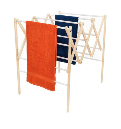 Clothes Drying Rack - Wooden Expandable Clothes Horse Rack