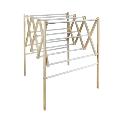 Clothes Drying Rack - Wooden Expandable Clothes Horse Rack