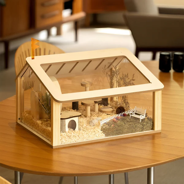 Wooden Hamster Cage - Custom Transparent Acrylic Hamster Cage Small House Habitat Hutch